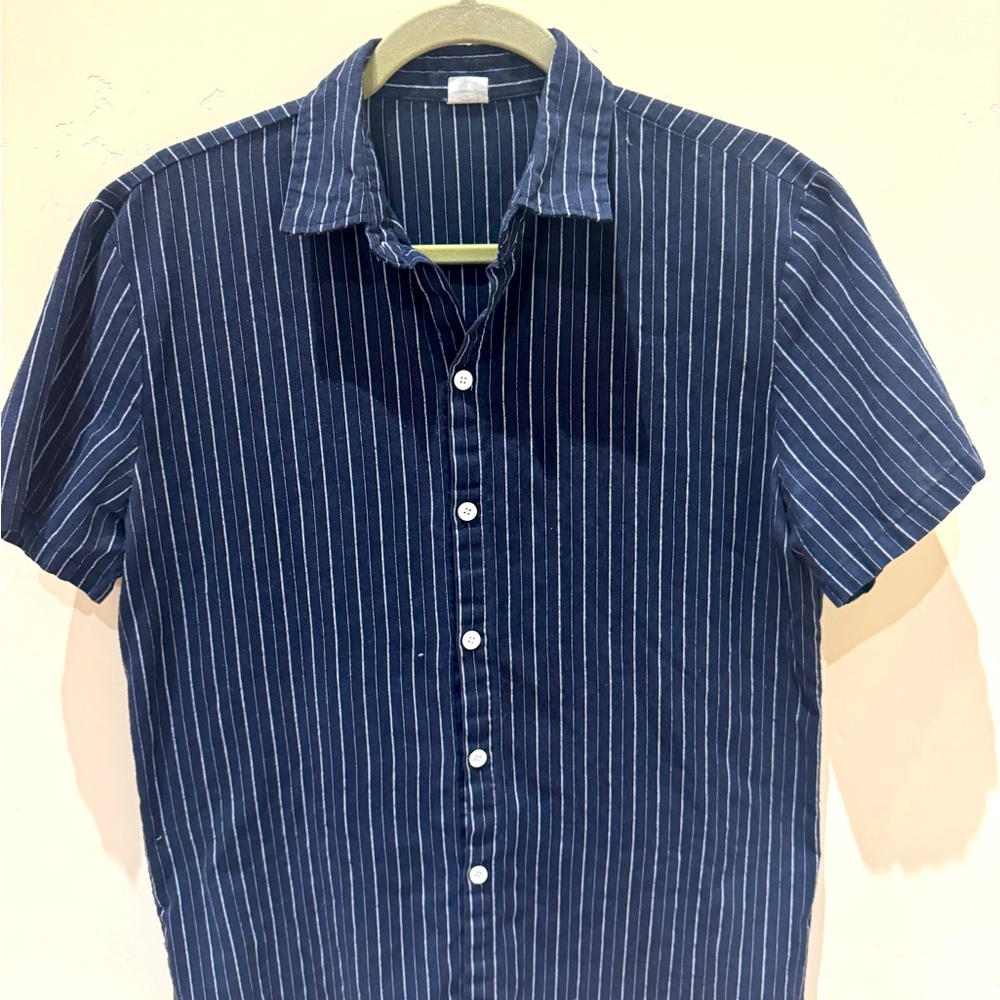 Navy Blue Striped Men's Shirt